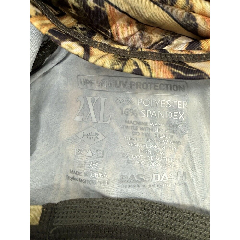 BassDash Dried Reeds Women’s UPF 50+ Camo Hoodie Shirt w Neck Gaiter FS03W 2XL - Picture 5 of 7